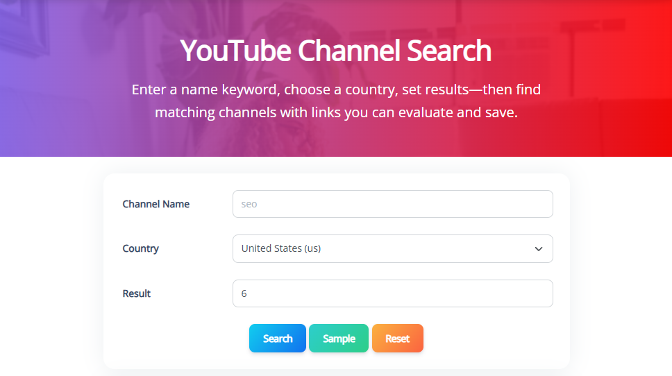 YouTube Channel Search
